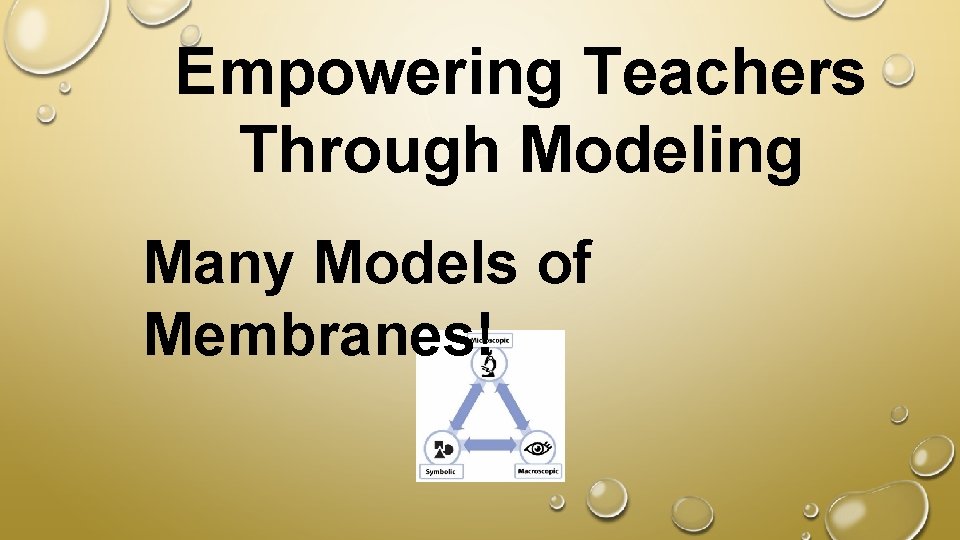 Empowering Teachers Through Modeling Many Models of Membranes! 