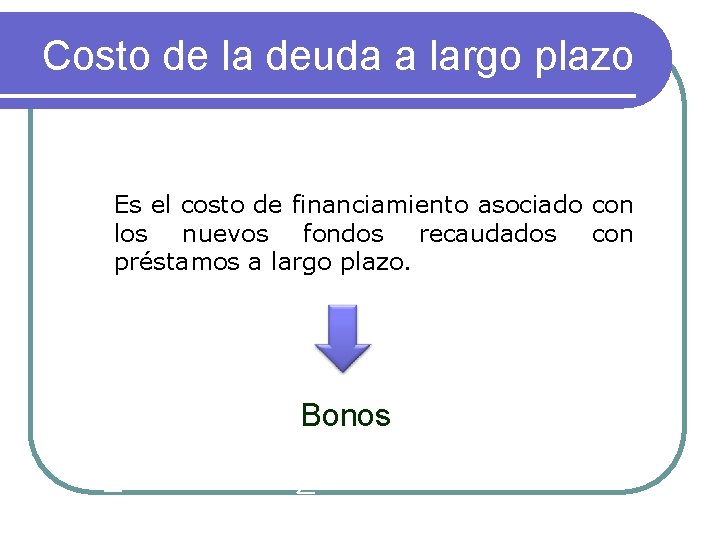 Costo de la deuda a largo plazo Es el costo de financiamiento asociado con