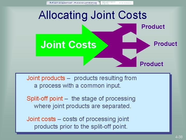 Allocating Joint Costs Product Joint products – products resulting from a process with a