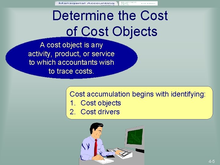 Determine the Cost of Cost Objects A cost object is any activity, product, or