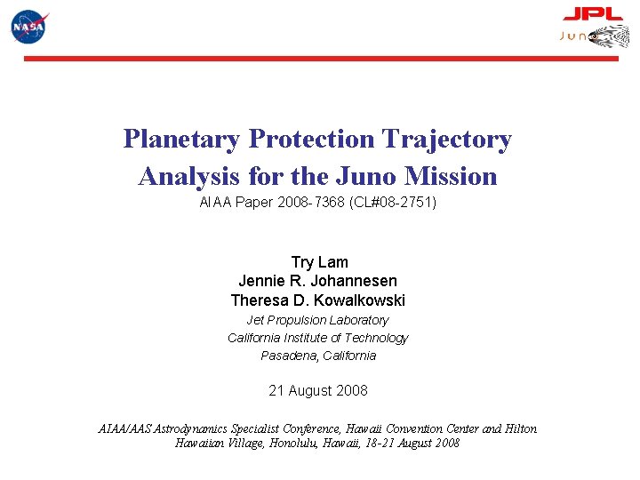 Planetary Protection Trajectory Analysis for the Juno Mission