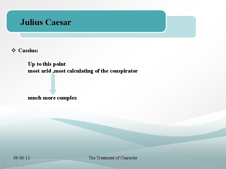 Julius Caesar v Cassius: Up to this point most arid , most calculating of