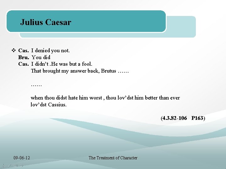 Julius Caesar v Cas. I denied you not. Bru. You did Cas. I didn’t.