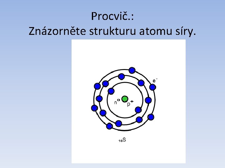 Procvič. : Znázorněte strukturu atomu síry. 