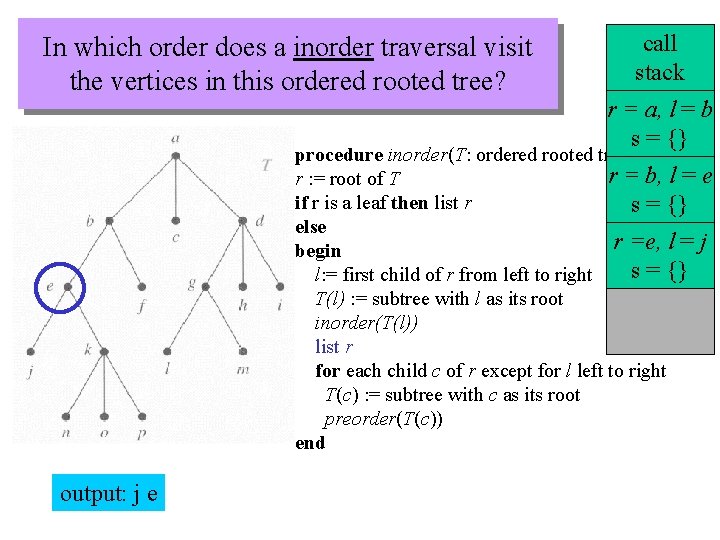 In which order does a inorder traversal visit the vertices in this ordered rooted