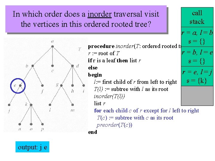 In which order does a inorder traversal visit the vertices in this ordered rooted