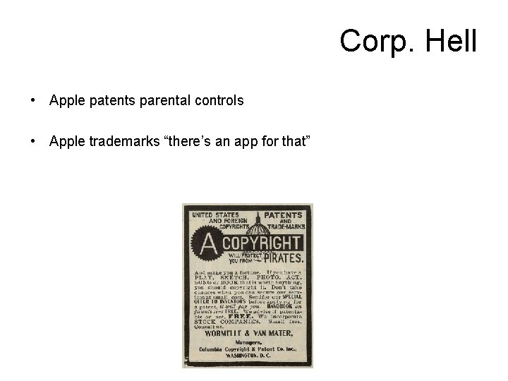 Corp. Hell • Apple patents parental controls • Apple trademarks “there’s an app for