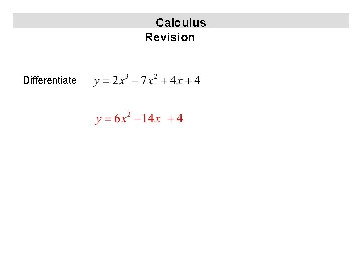 Calculus Revision Differentiate 