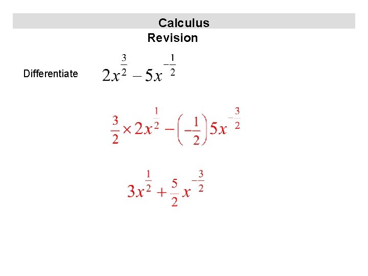 Calculus Revision Differentiate 