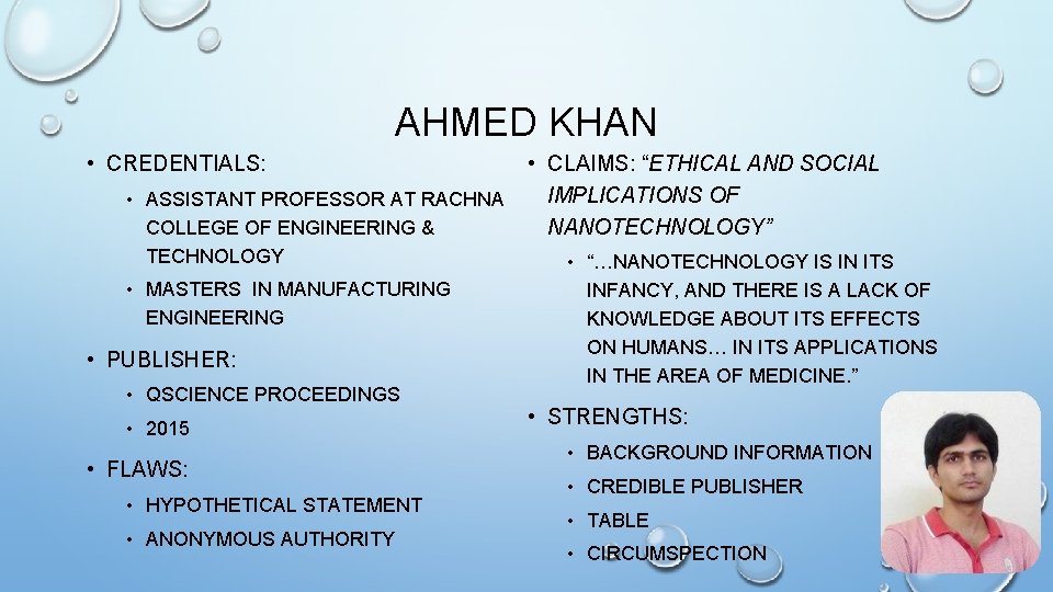 AHMED KHAN • CREDENTIALS: • ASSISTANT PROFESSOR AT RACHNA COLLEGE OF ENGINEERING & TECHNOLOGY