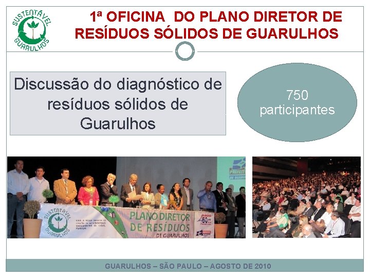 1ª OFICINA DO PLANO DIRETOR DE RESÍDUOS SÓLIDOS DE GUARULHOS Discussão do diagnóstico de 1ª OFICINA DO PLANO DIRETOR DE RESÍDUOS SÓLIDOS DE GUARULHOS Discussão do diagnóstico de