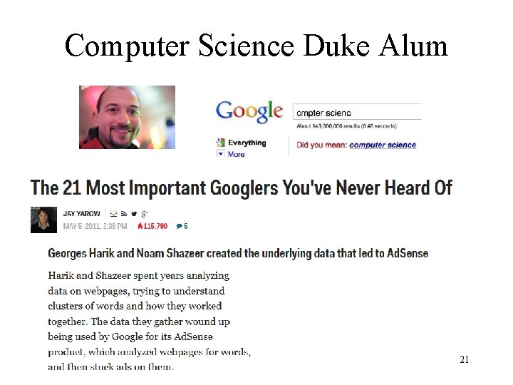 Computer Science Duke Alum compsci 101, fall 16 21 