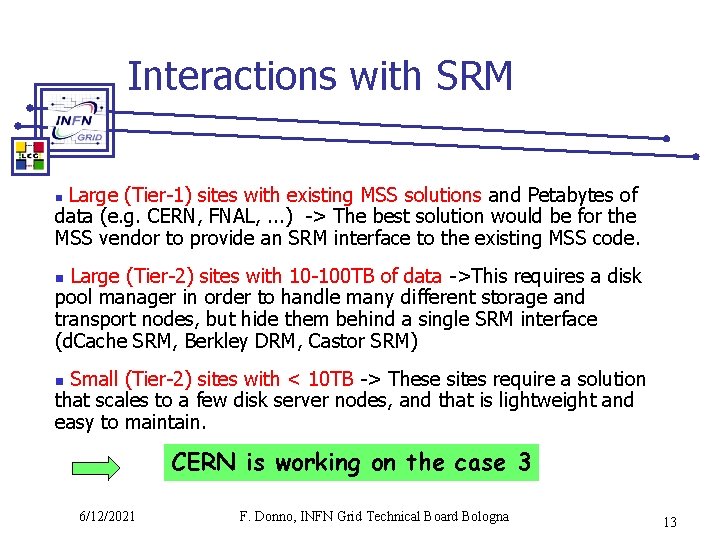 Interactions with SRM Large (Tier-1) sites with existing MSS solutions and Petabytes of data