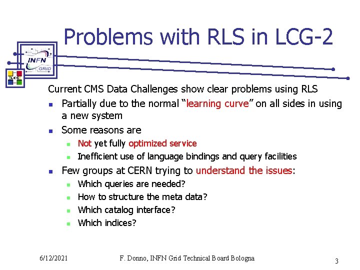 Problems with RLS in LCG-2 Current CMS Data Challenges show clear problems using RLS