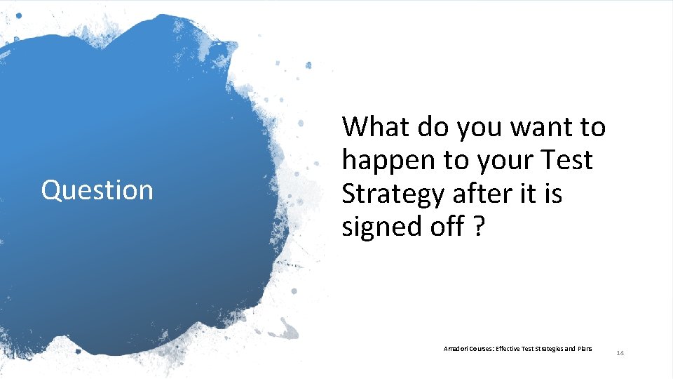 Question What do you want to happen to your Test Strategy after it is