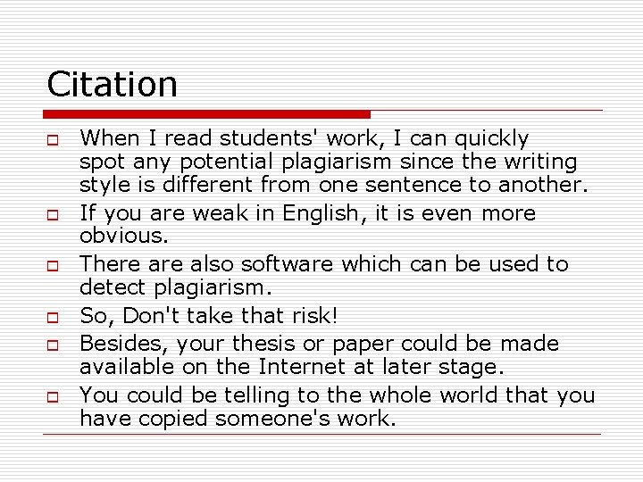 Citation o o o When I read students' work, I can quickly spot any