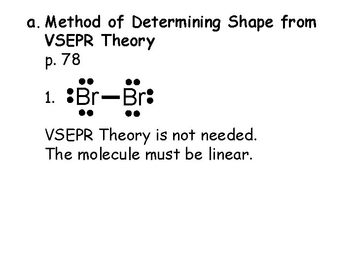 a. Method of Determining Shape from VSEPR Theory p. 78 1. Br Br VSEPR