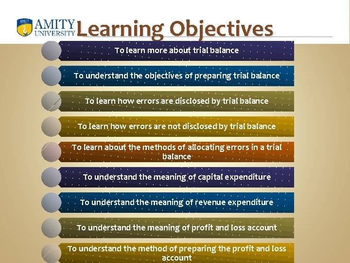 Learning Objectives To learn more about trial balance To understand the objectives of preparing