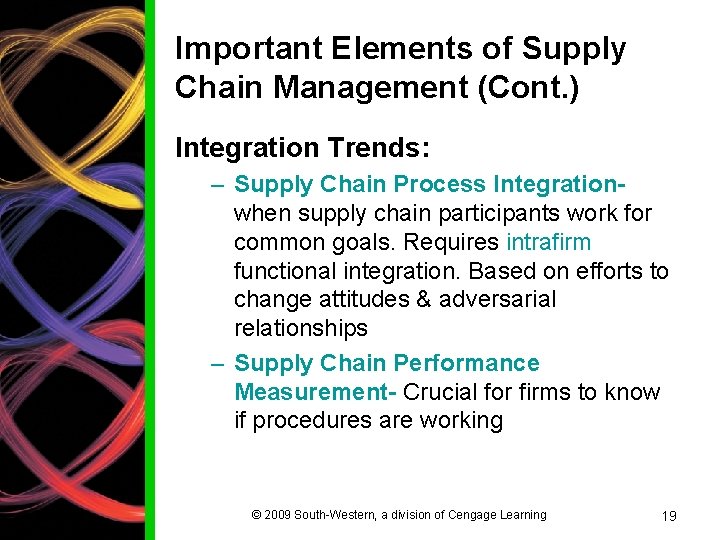 Important Elements of Supply Chain Management (Cont. ) Integration Trends: – Supply Chain Process