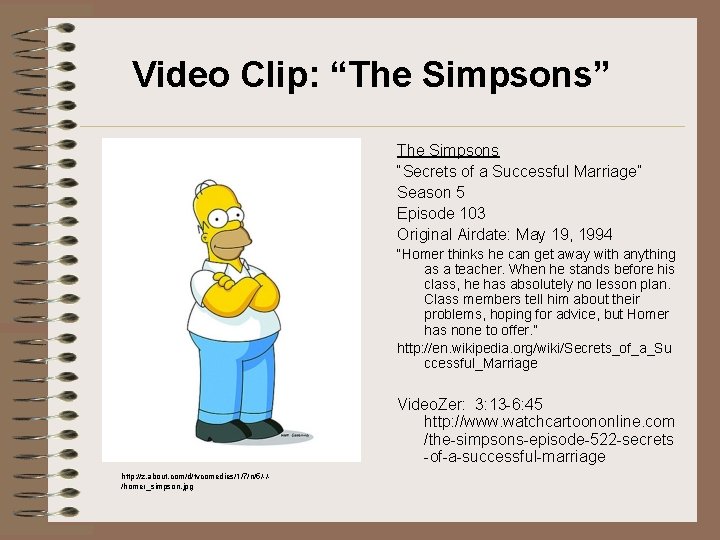 Video Clip: “The Simpsons” The Simpsons “Secrets of a Successful Marriage” Season 5 Episode