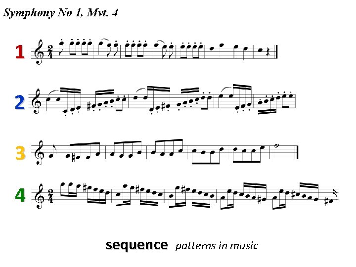 Symphony No 1, Mvt. 4 1 2 3 4 sequence patterns in music 