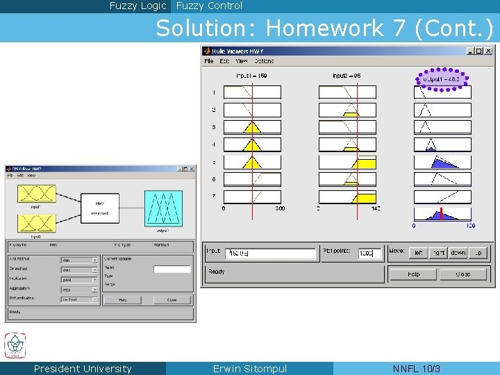 Fuzzy Logic Fuzzy Control Solution: Homework 7 (Cont. ) President University Erwin Sitompul NNFL