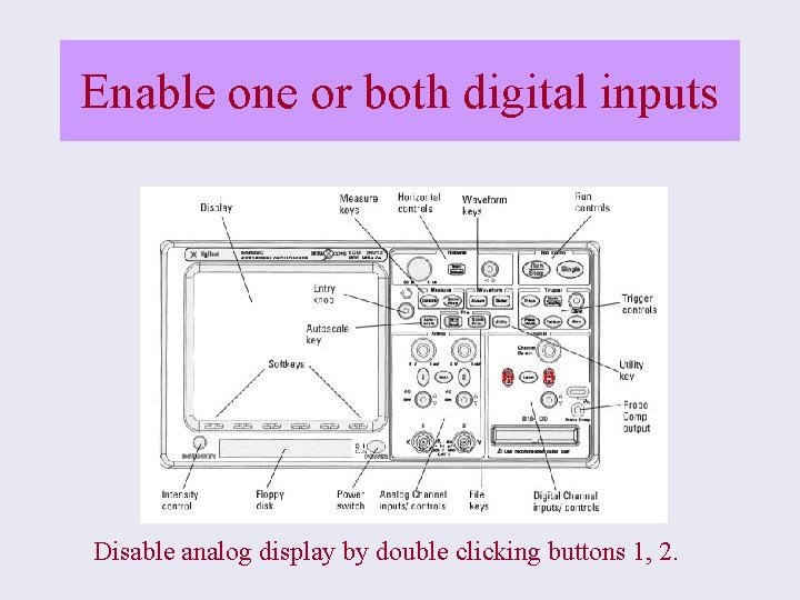 Enable one or both digital inputs Disable analog display by double clicking buttons 1,