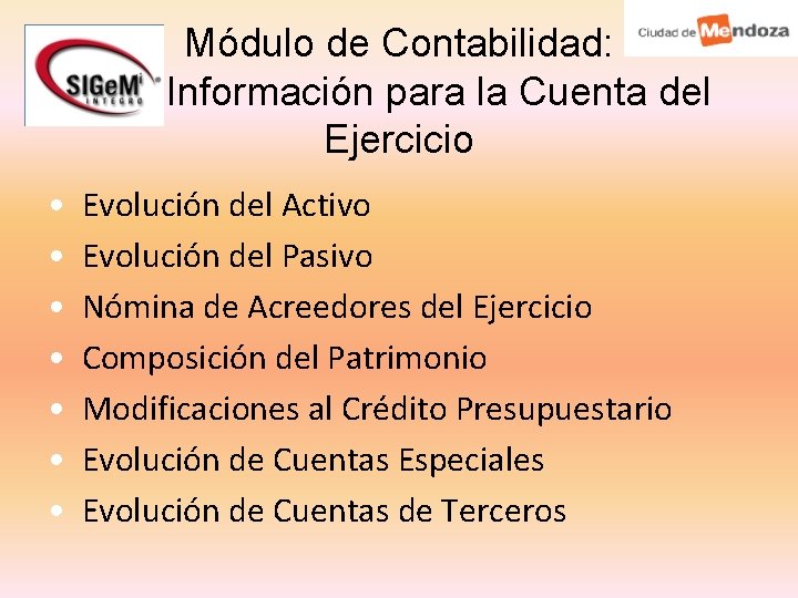 Módulo de Contabilidad: Información para la Cuenta del Ejercicio • • Evolución del Activo