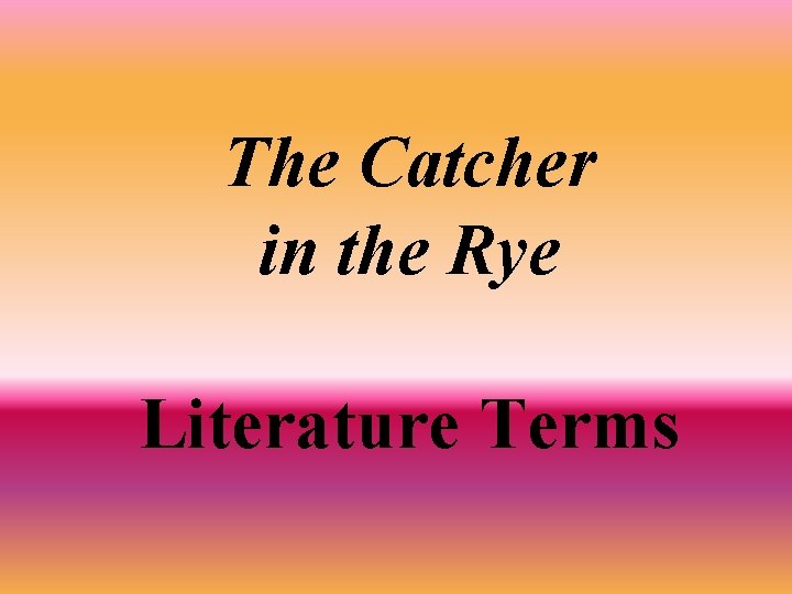 The Catcher in the Rye Literature Terms 