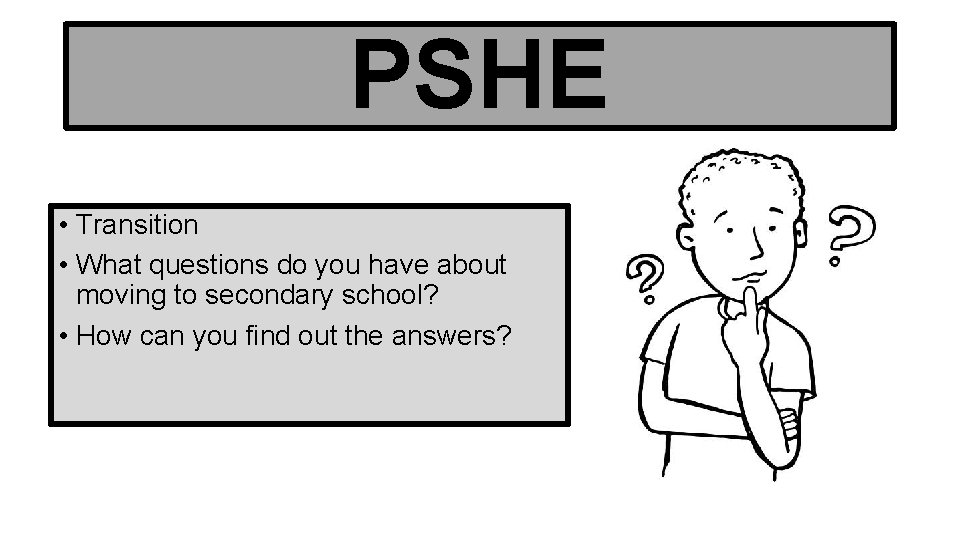 PSHE • Transition • What questions do you have about moving to secondary school?
