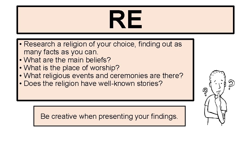 RE • Research a religion of your choice, finding out as many facts as