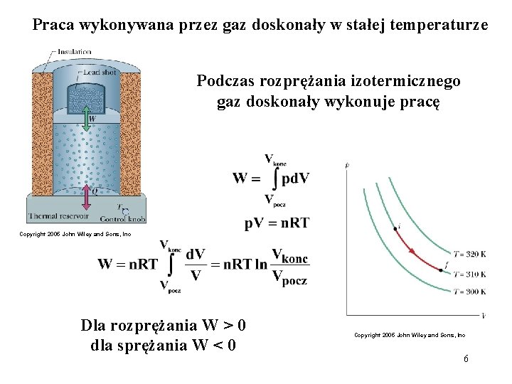 Praca wykonywana przez gaz doskonały w stałej temperaturze Podczas rozprężania izotermicznego gaz doskonały wykonuje