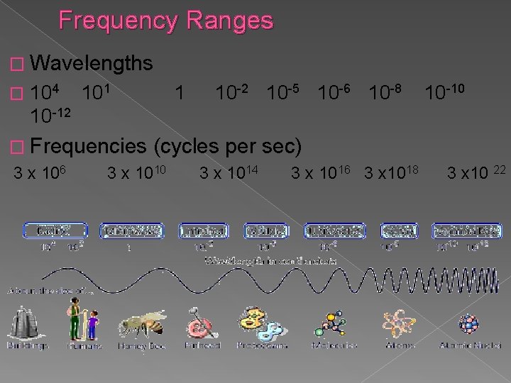 Frequency Ranges � Wavelengths � 104 101 10 12 1 10 2 10 5