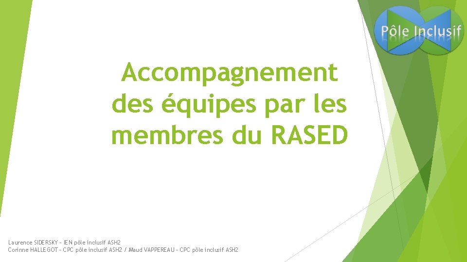 Accompagnement des équipes par les membres du RASED Laurence SIDERSKY – IEN pôle inclusif