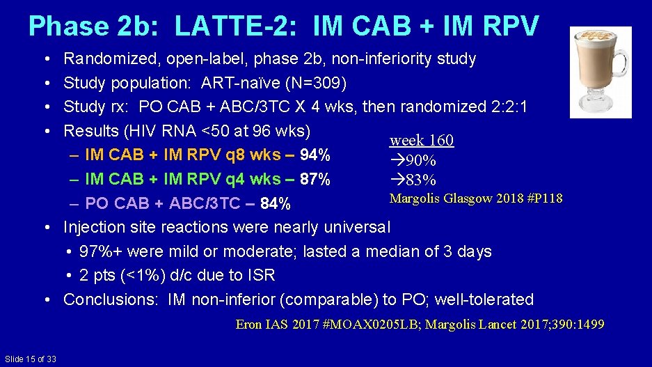 Phase 2 b: LATTE-2: IM CAB + IM RPV • • Randomized, open-label, phase