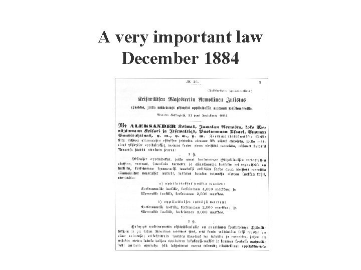 A very important law December 1884 