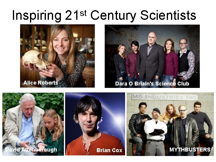 Inspiring 21 st Century Scientists Alice Roberts David Attenborough Dara O Briain's Science Club