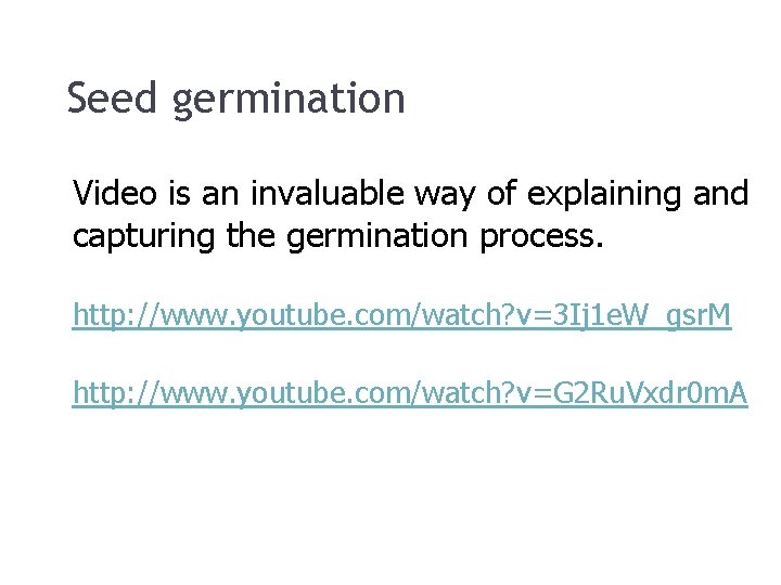 Seed germination Video is an invaluable way of explaining and capturing the germination process.