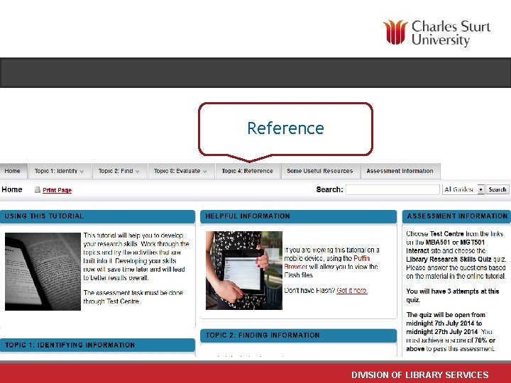 Reference DIVISION OF LIBRARY SERVICES 