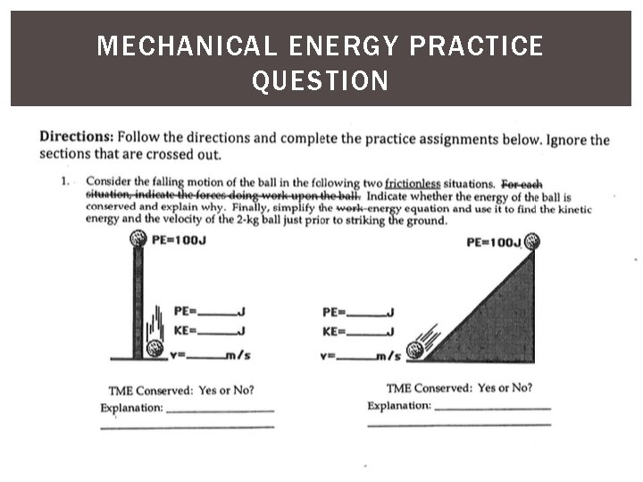 MECHANICAL ENERGY PRACTICE QUESTION 