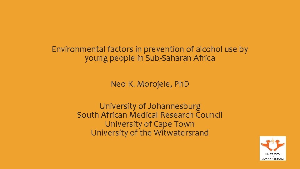 Environmental factors in prevention of alcohol use by young people in Sub-Saharan Africa Neo