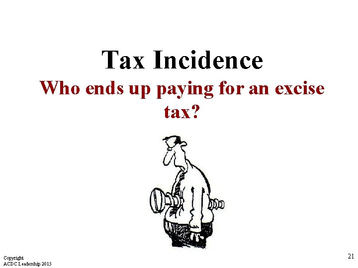 Tax Incidence Who ends up paying for an excise tax? Copyright ACDC Leadership 2015