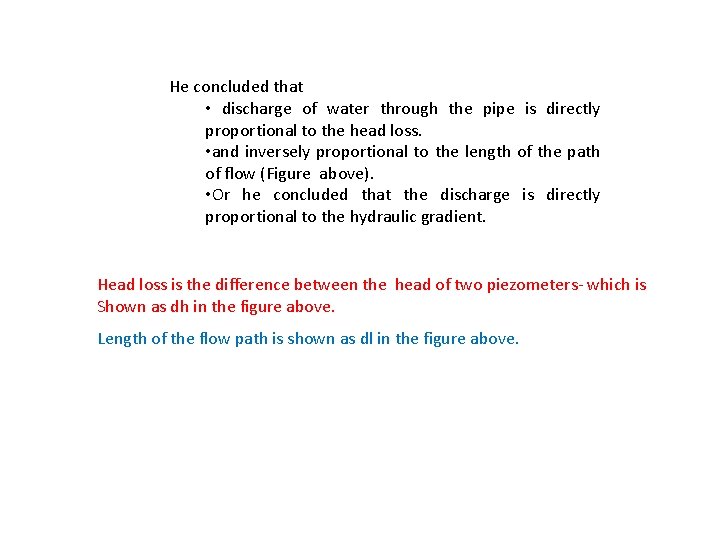 He concluded that • discharge of water through the pipe is directly proportional to