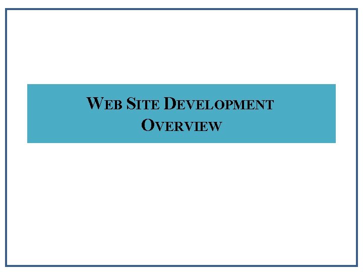 WEB SITE DEVELOPMENT OVERVIEW 