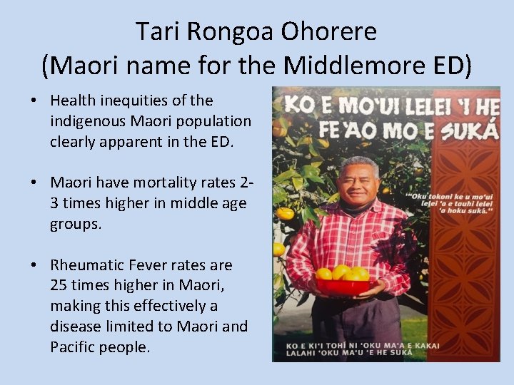Tari Rongoa Ohorere (Maori name for the Middlemore ED) • Health inequities of the Tari Rongoa Ohorere (Maori name for the Middlemore ED) • Health inequities of the