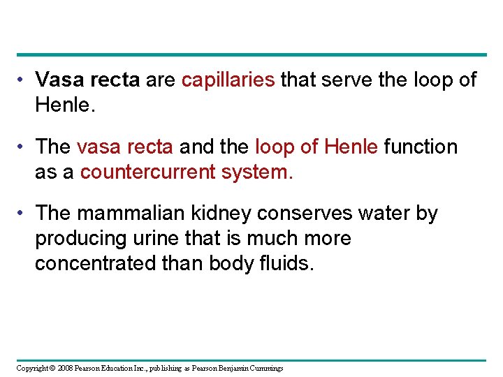 • Vasa recta are capillaries that serve the loop of Henle. • The • Vasa recta are capillaries that serve the loop of Henle. • The