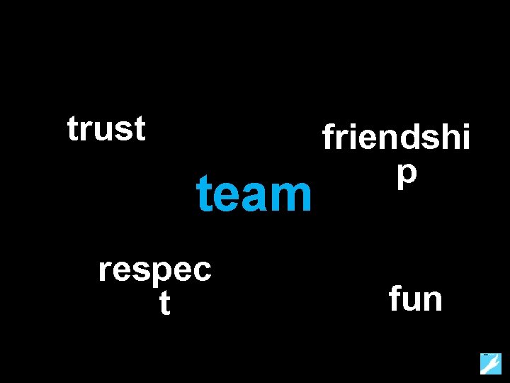 trust team respec t friendshi p fun 