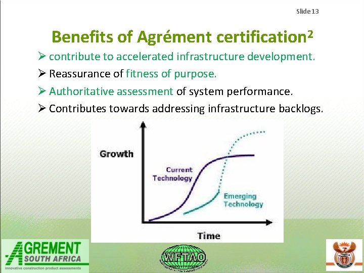 Slide 13 Benefits of Agrément certification 2 contribute to accelerated infrastructure development. Reassurance of Slide 13 Benefits of Agrément certification 2 contribute to accelerated infrastructure development. Reassurance of