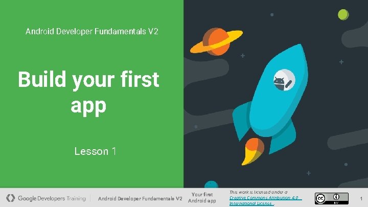 Android Developer Fundamentals V 2 Build your first app Lesson 1 Android. Developer. Fundamentals