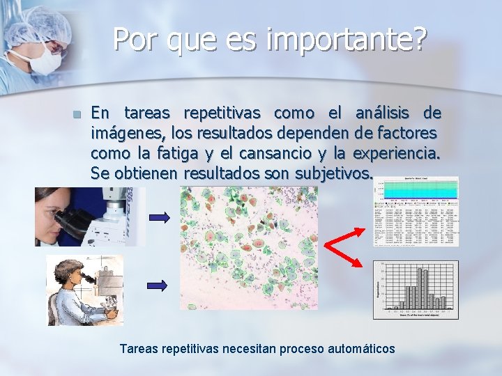 Por que es importante? n En tareas repetitivas como el análisis de imágenes, los